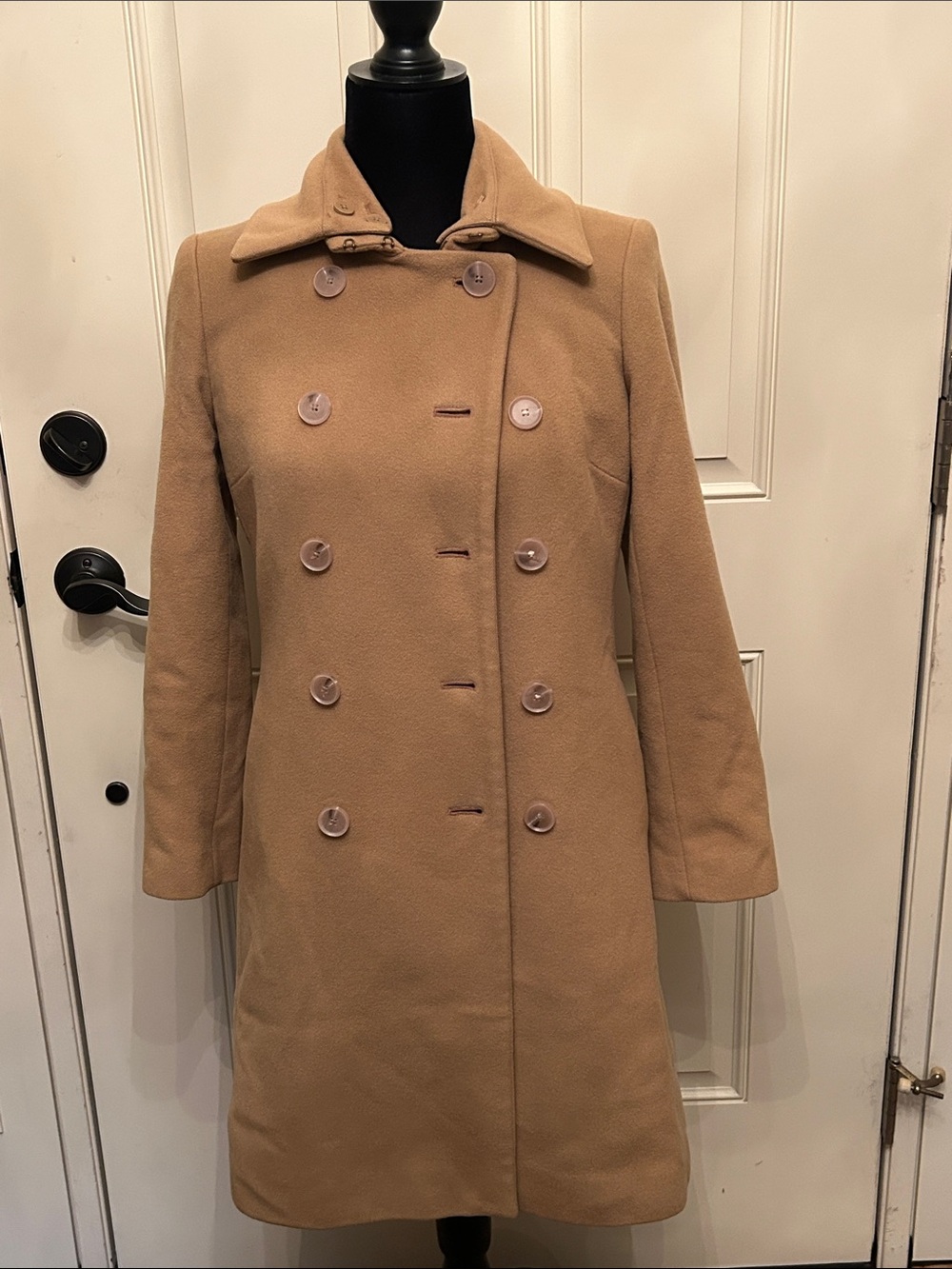 J. Crew Women's Double-Breasted Camel Pea Coat-size 4P